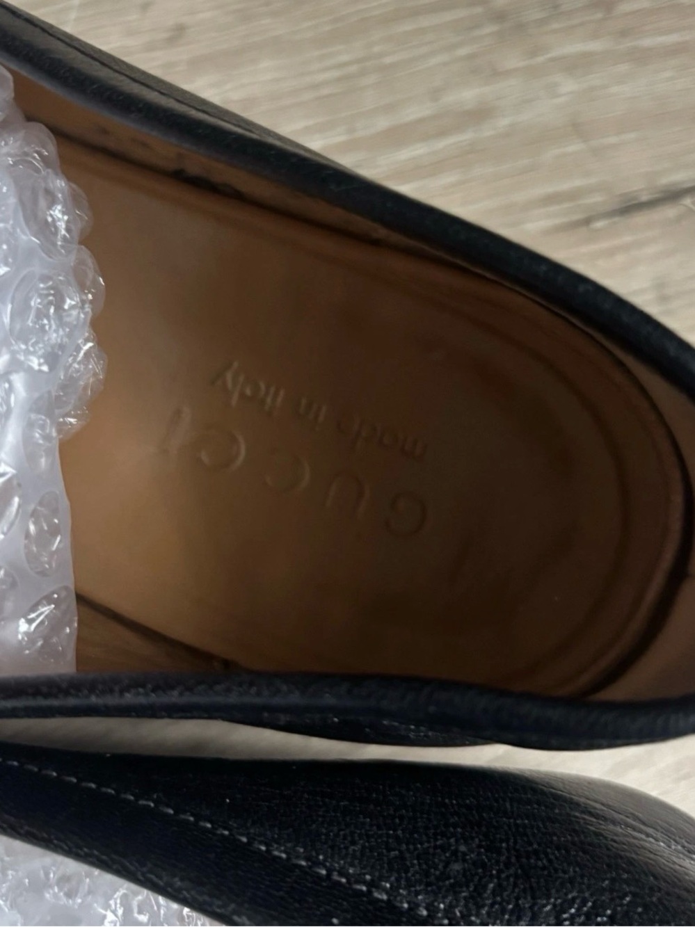 GUCCI Mens Donnie Web Double GG Loafers Heels Black Leather Sz 8.5 - Picture 14 of 16